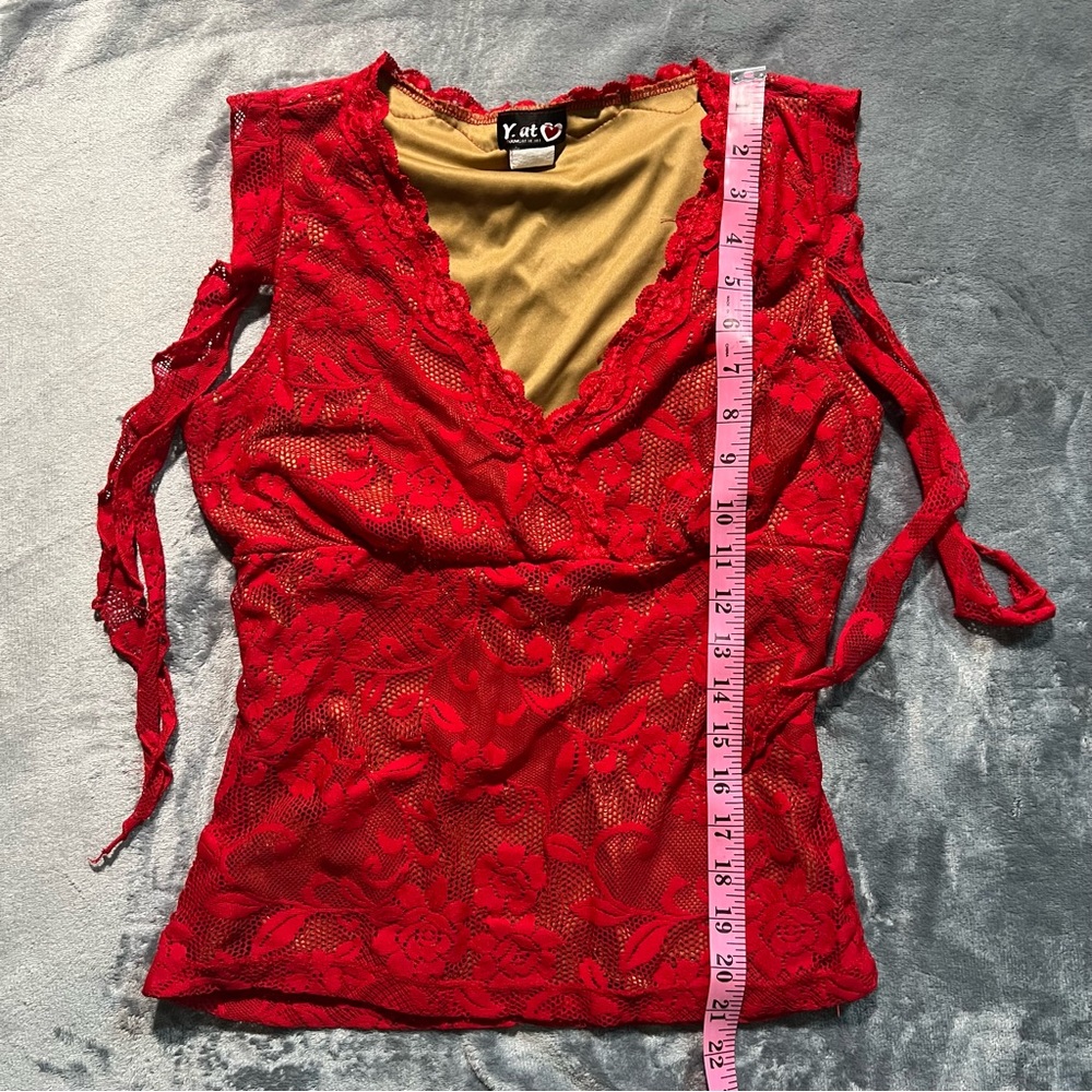 Red Lace V-Neck Top - Picture 5 of 7